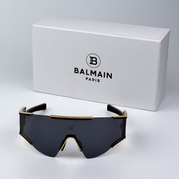 Balmain FLECHE BPS-138A-141 Women Sunglasses Titanium Gold Grey Mirror Mask - Picture 4 of 14